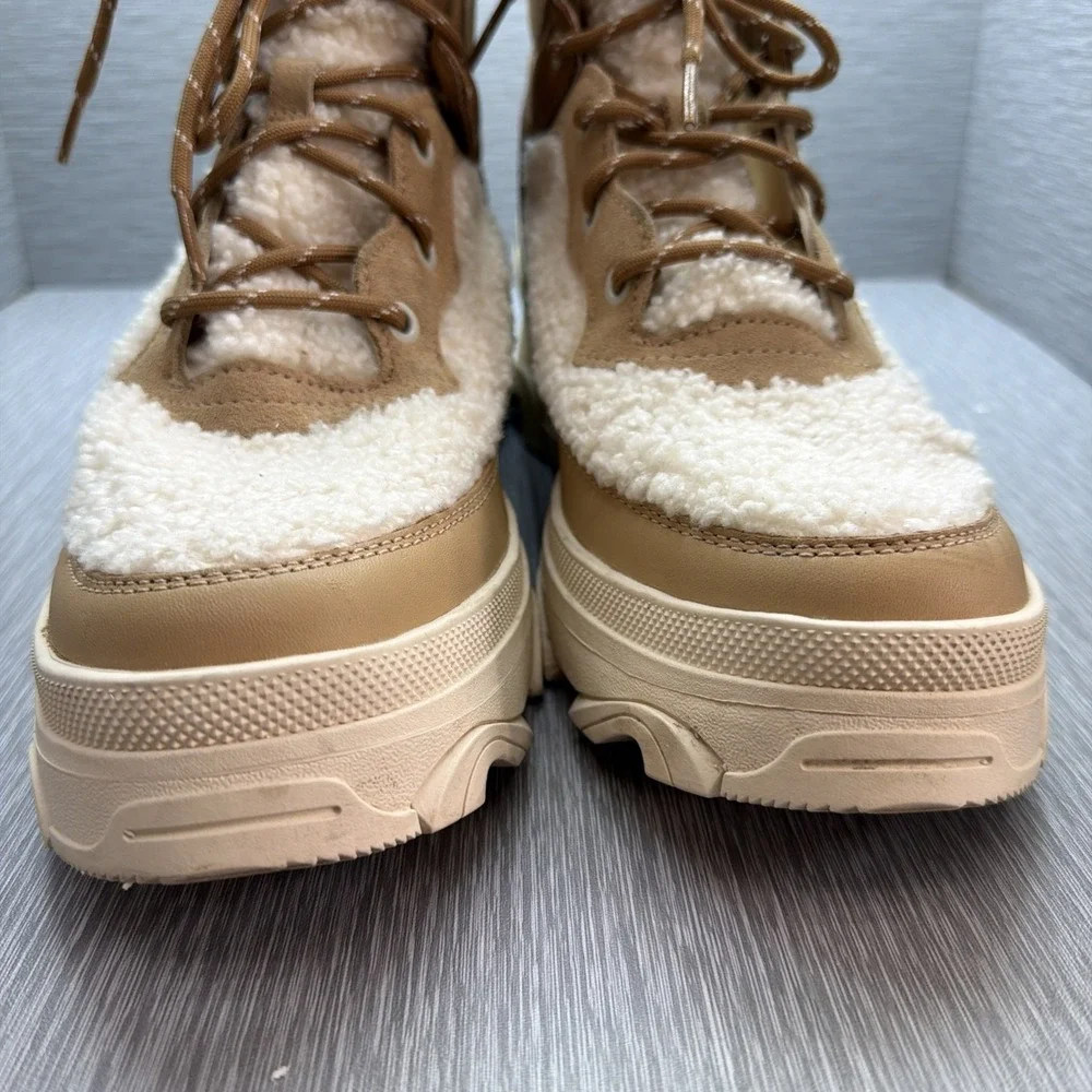 Sorel Brex Boots Womens‎ 11 Waterproof Shearling Platform Cozy Lace Winter Snow